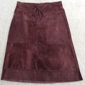 Vintage Suede A-line Cut Out Skirt